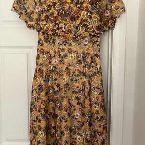 Alex Marie Blue and Red A-Line Dress with Flutter Sleeves